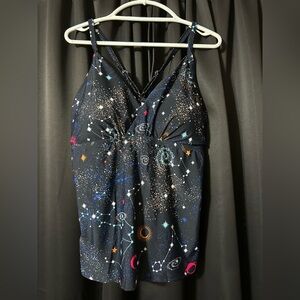 Tankini Swimsuit Top with V-neck Bra, Retro Ruched with Abdominal Control